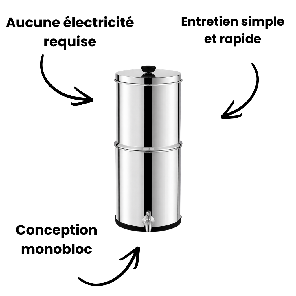 Filtre à eau gravitationnel en inox