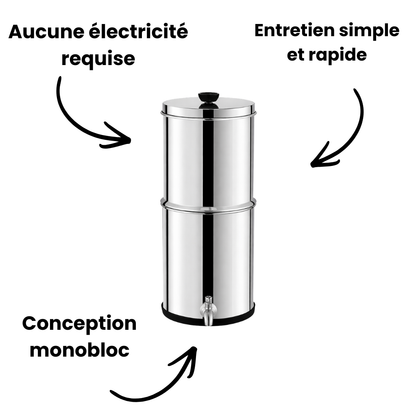 Filtre à eau gravitationnel en inox