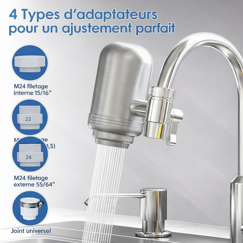 Filtre à eau pour robinet en inox