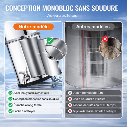 Filtre à eau gravitationnel en inox