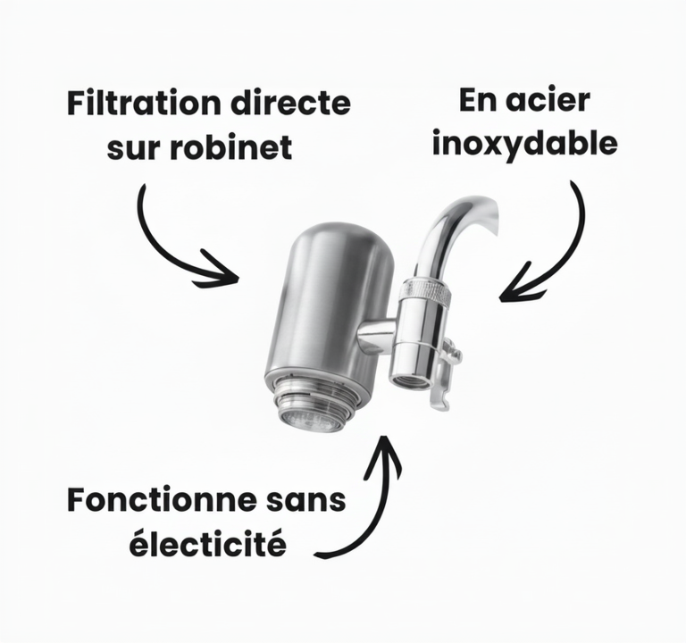 Filtre à eau pour robinet en inox